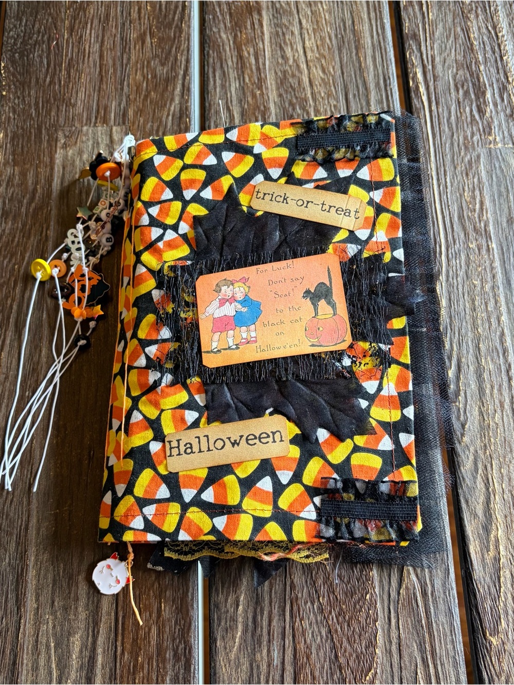 Halloween Junk Journal Candy Corn Cat Pumpkin Trick Or Treat SC 3 Sig Decorated